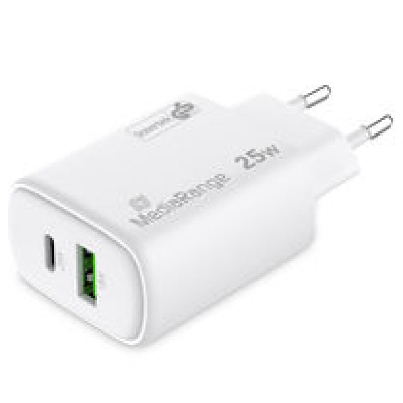 MediaRange MRMA112-2 chargeur d'appareils mobiles Smartphone, Tablette Blanc Secteur Charge rapide Intérieure