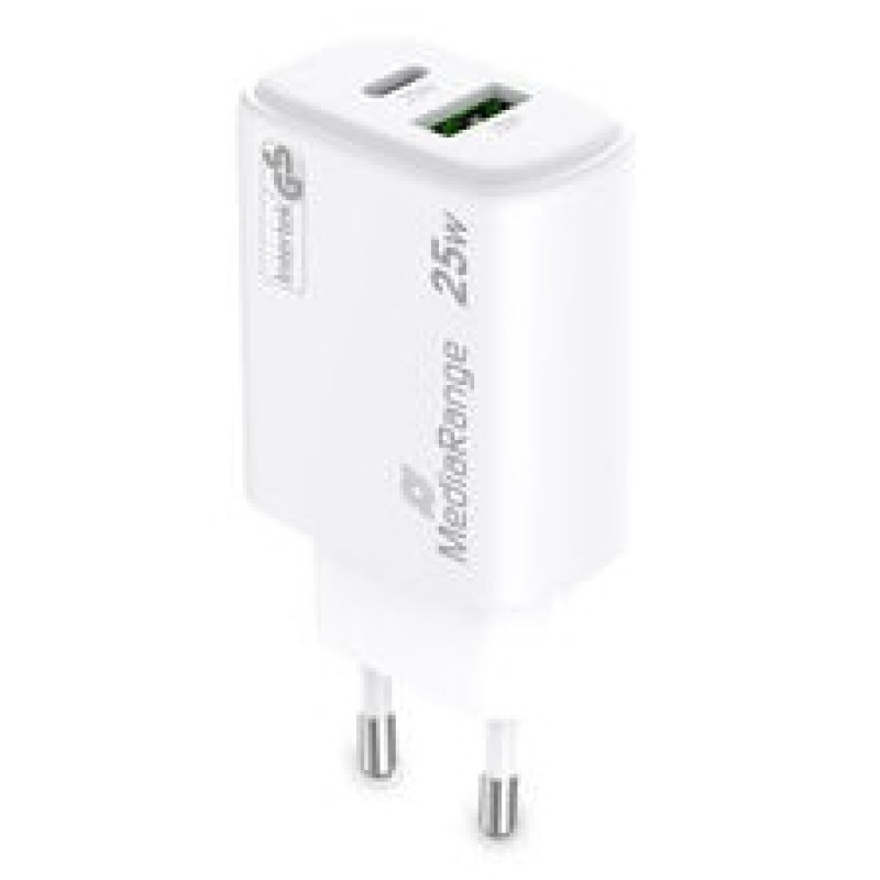 MediaRange MRMA112-2 chargeur d'appareils mobiles Smartphone, Tablette Blanc Secteur Charge rapide Intérieure