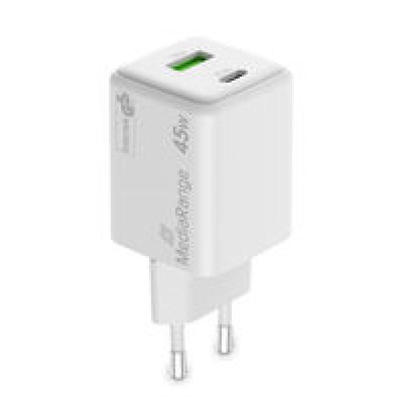 MediaRange MRMA113-2 chargeur d'appareils mobiles Smartphone, Tablette Blanc Secteur Charge rapide Intérieure