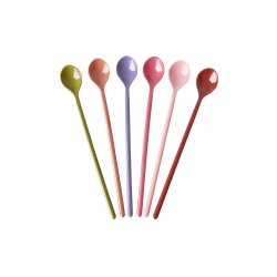 Rice - Melamine Latte Spoons - Assorted Solid Colors - Set of 6