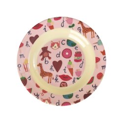 Rice - Melamine Kids Bowl with ABC Print - Pink - 250 ml