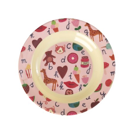 Rice - Melamine Kids Bowl with ABC Print - Pink - 250 ml
