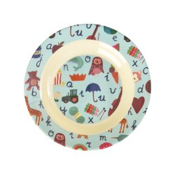 Rice - Melamine Kids Bowl with Blue ABC Print - Blue - 250 ml