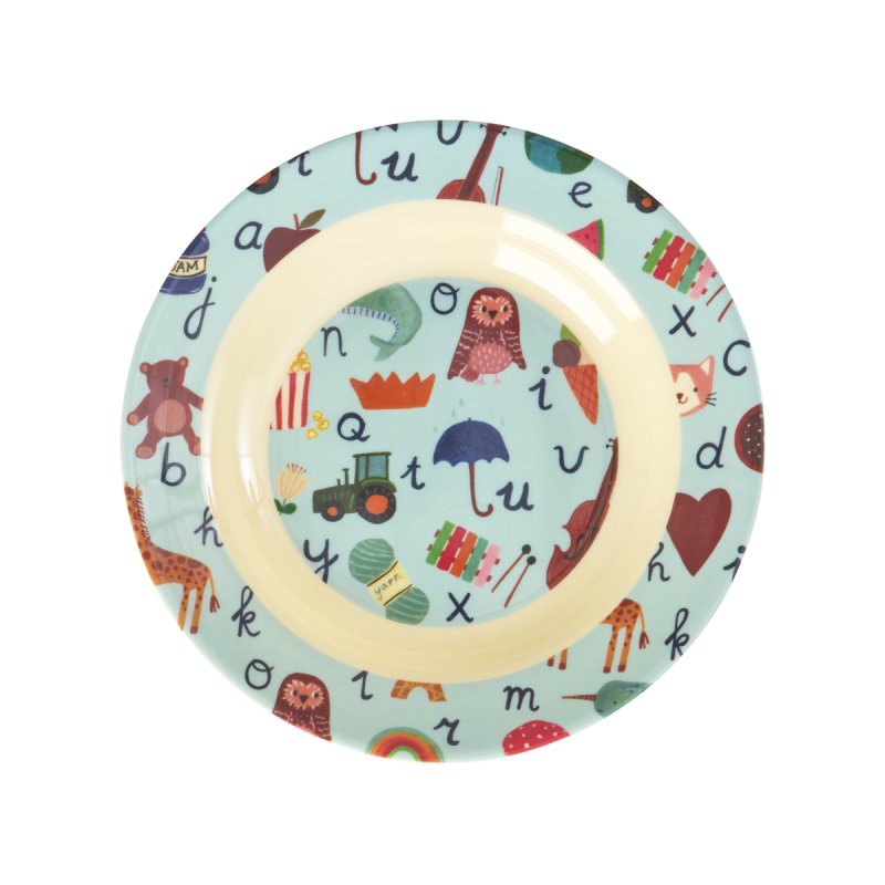 Rice - Melamine Kids Bowl with Blue ABC Print - Blue - 250 ml