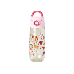 Rice - Plastic Kids Drinking Bottle with ABC Print - Pink - 550 ml (PLBOT-SABCI)