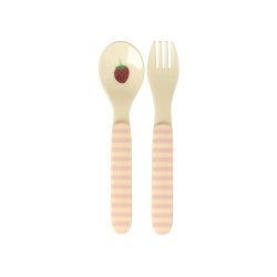Rice - Kids Melamine Spoon and Fork - Pink ABC Print - Child-Friendly Size