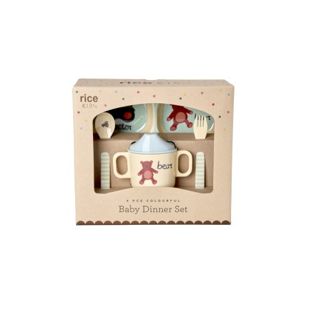 Rice - Melamine Baby Dinner Set - Blue ABC Print - 4 pcs