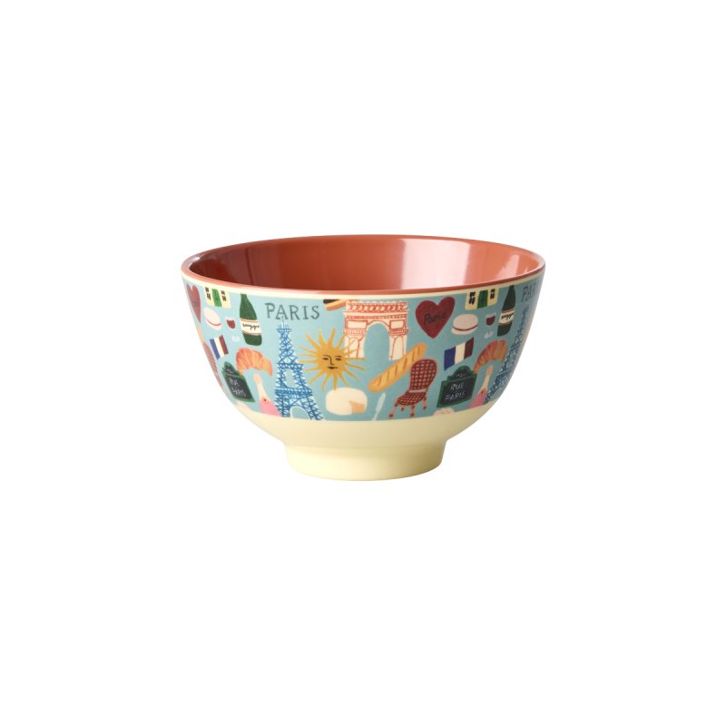 Rice - Melamine Bowl with Paris Mon Amour Print - Burnt Orange - Small - 300 ml