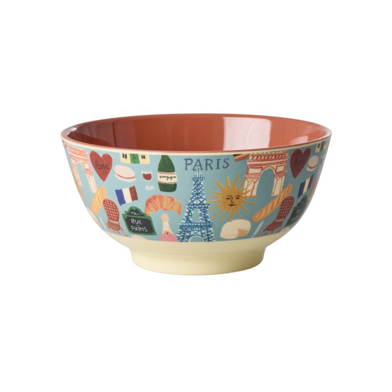 Rice - Melamine Bowl with Paris Mon Amour Print - Burnt Orange - Medium - 700 ml