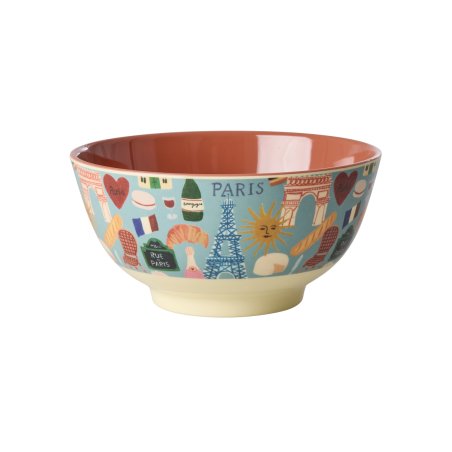 Rice - Melamine Bowl with Paris Mon Amour Print - Burnt Orange - Medium - 700 ml