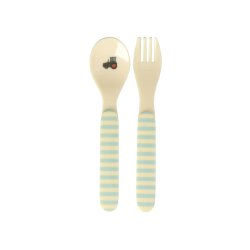 Rice - Kids Melamine Spoon and Fork with ABC Print - Blue