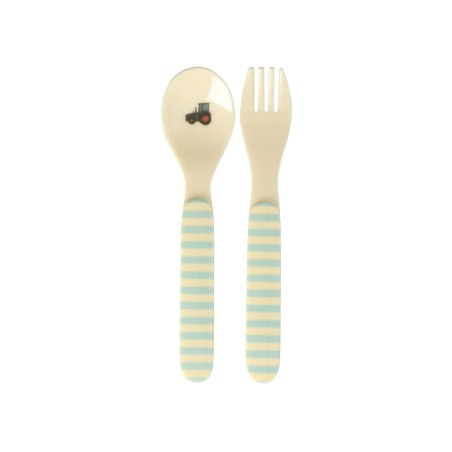 Rice - Kids Melamine Spoon and Fork with ABC Print - Blue