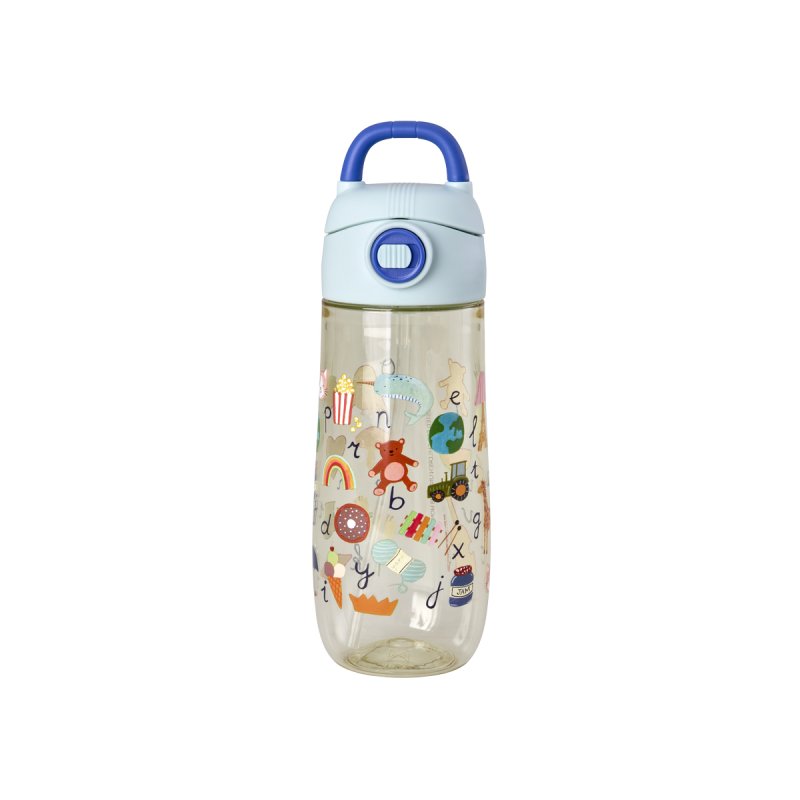 Rice - Kids Drinking Bottle - Plastic with ABC Print - Blue - 550 ml (PLBOT-SABC)