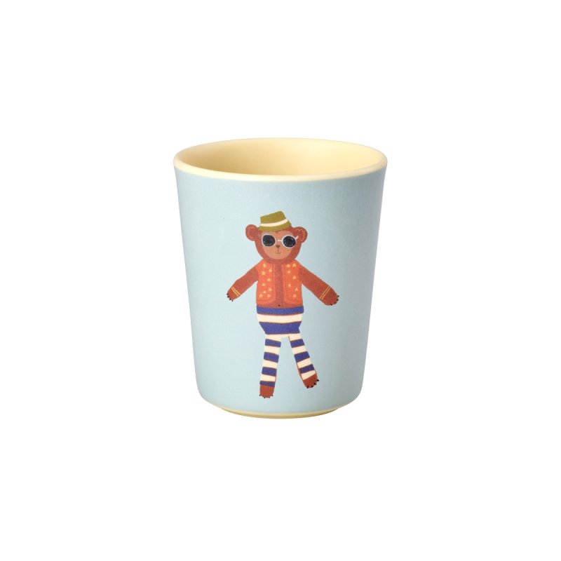 Rice - Melamine Kids Cup with Monkey Print - Matte Blue - 150 ml
