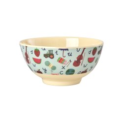 Rice - Melamine Bowl with Blue ABC Print - Blue - Medium - 700 ml