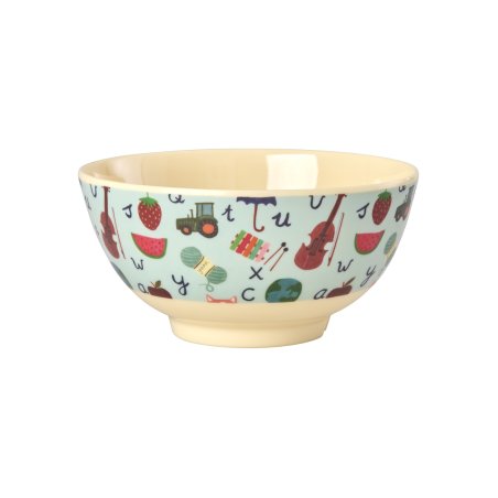 Rice - Melamine Bowl with Blue ABC Print - Blue - Medium - 700 ml