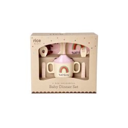 Rice - Melamine Baby Dinner Set - Pink - 4 pcs