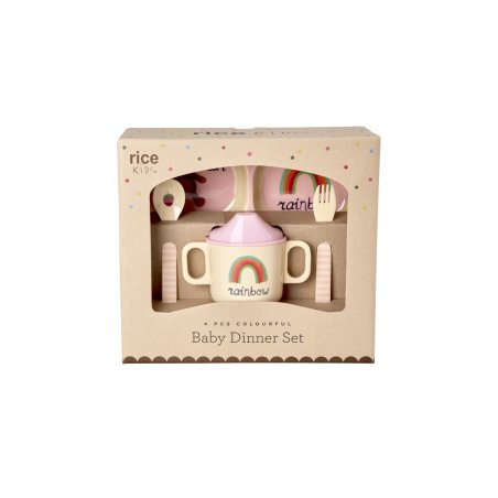 Rice - Melamine Baby Dinner Set - Pink - 4 pcs