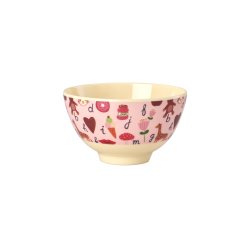 Rice - Melamine Bowl with Pink ABC Print - Pink - 300 ml