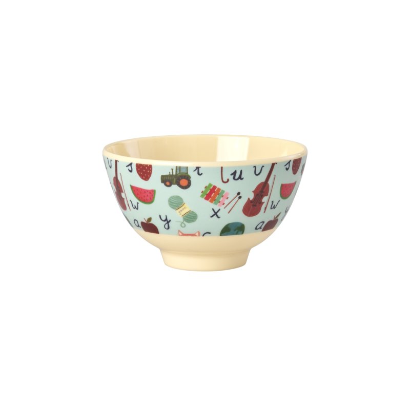Rice - Melamine Bowl with Blue ABC Print - Blue - Small - 300 ml