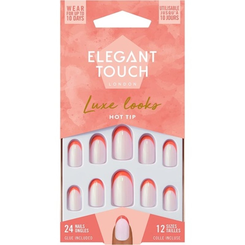 Elegant Touch Luxe Looks Hot Tip False Nails 12 Sizes