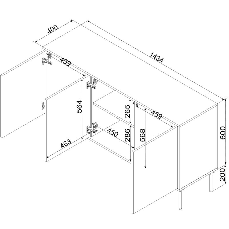 Cama INSERTO 3D chest of drawers 143.5x40x80 cashmere LED