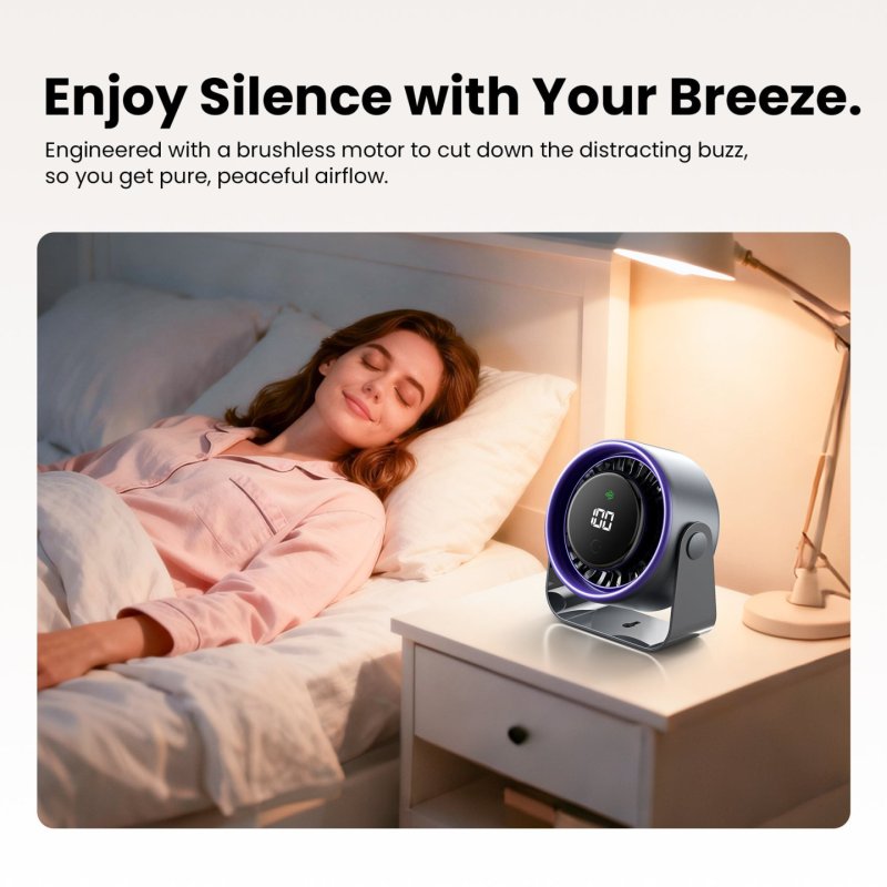 Ventilateur de bureau sur batterie Vention Lite 01 - Ø13cm (Noir/Violet)