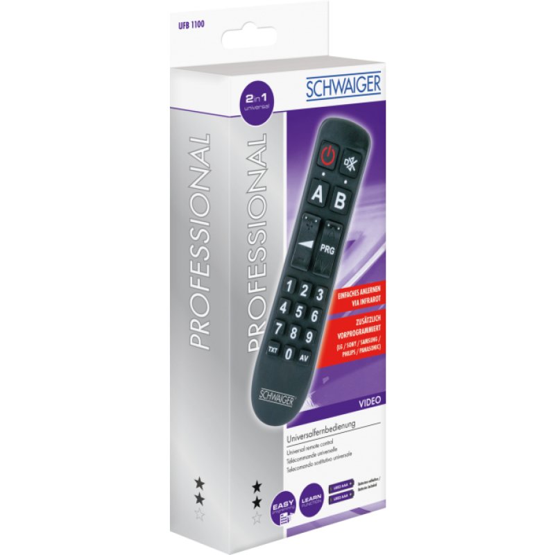 Schwaiger UFB1100 533 remote control IR Wireless DVD/Blu-ray, TV, TV Tuner, TV set-top box Press buttons