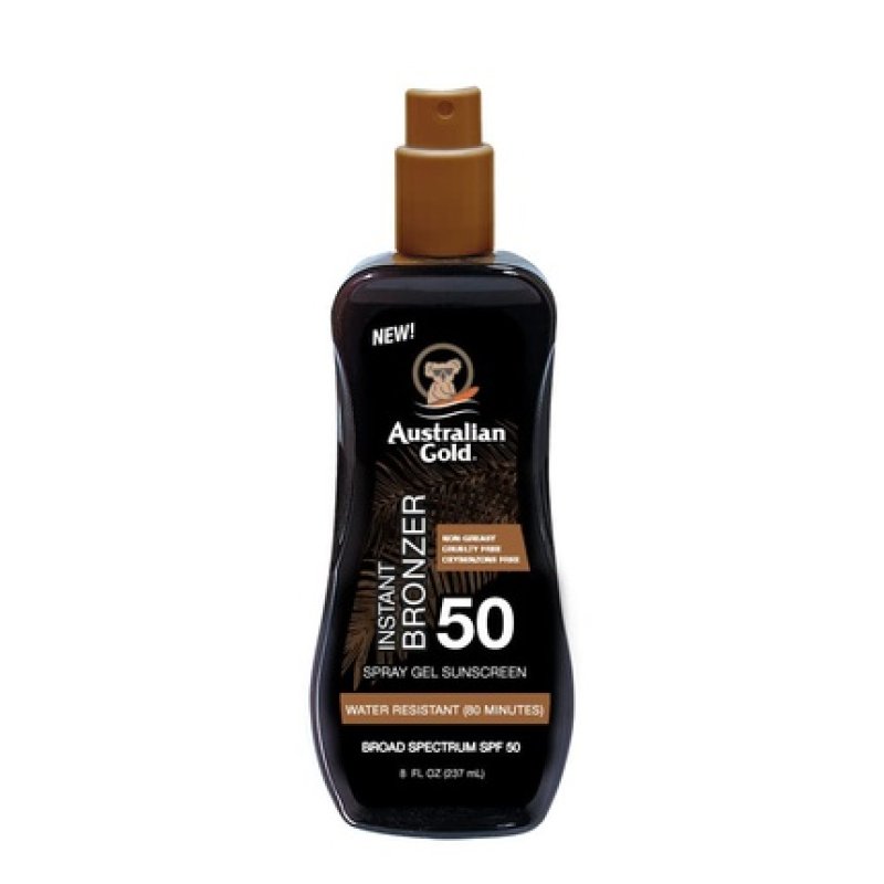 Australian Gold Spray Gel Sunscreen with Instant Bronzer SPF 50 8 Ounce
