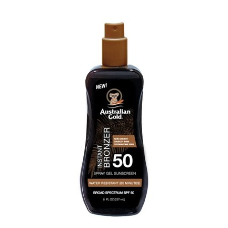 Australian Gold Spray Gel Sunscreen with Instant Bronzer SPF 50 8 Ounce