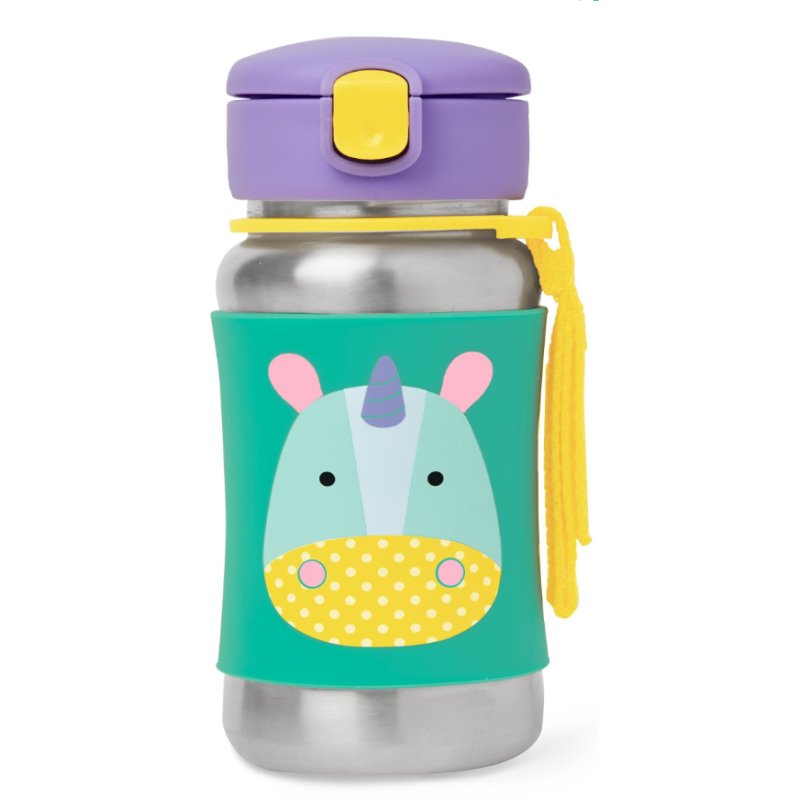 SkipHop Zoo Stainless Steel Straw Bottle Eureka Unicorn