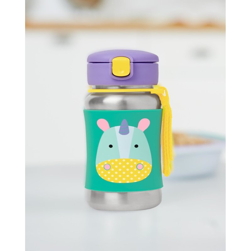 SkipHop Zoo Stainless Steel Straw Bottle Eureka Unicorn