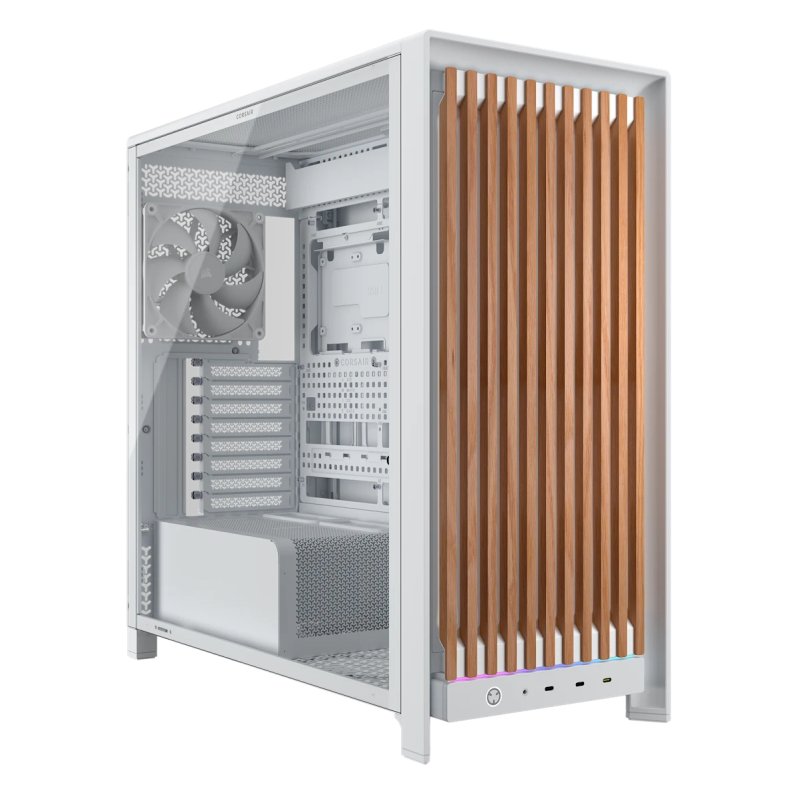 Corsair FRAME 5000D WOOD RS Midi Tower Noyer, Blanc