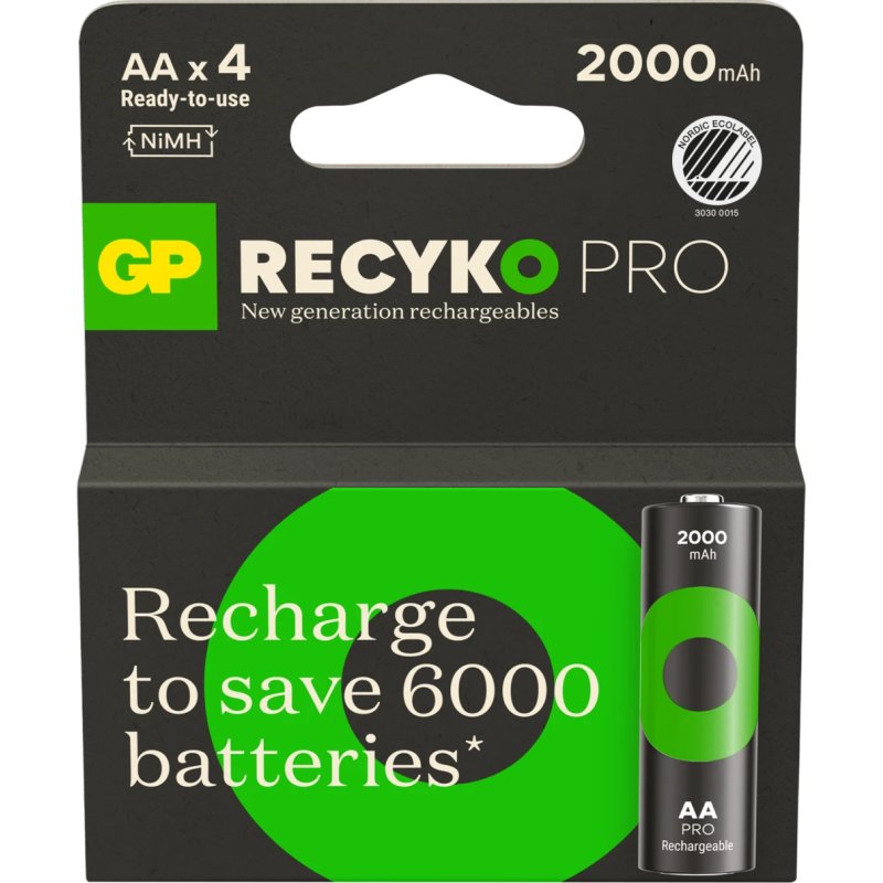 Lot de 2 piles rechargeables GP Batteries ReCyko Pro type AA (LR6) 2000mAh