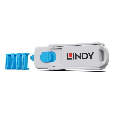 Lindy 40320 bloqueur de port Bloqueur de port clé HDMI Bleu, Gris Acrylonitrile-Butadiène-Styrène (ABS) 1 pièce(s)