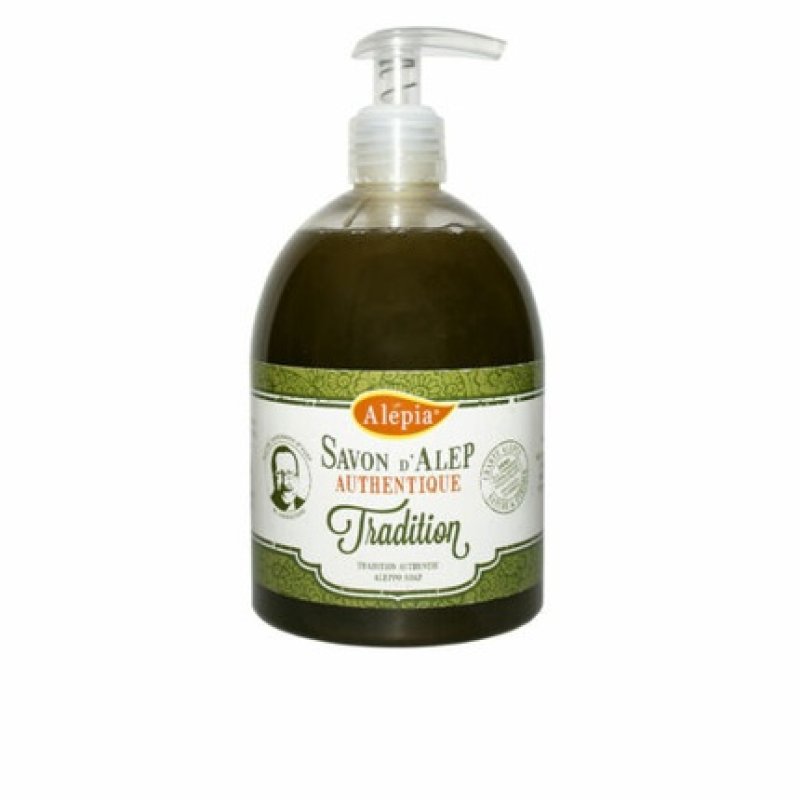 Alepia Savon D'Alep Authentic Liquid Soap with Laurel Berry Oil and Dispenser