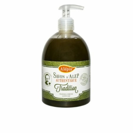 Alepia Savon D'Alep Authentic Liquid Soap with Laurel Berry Oil and Dispenser