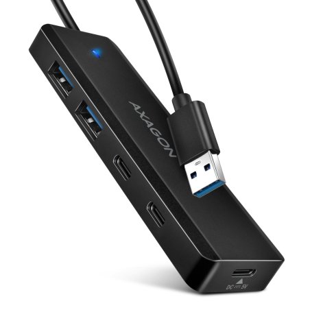 AXAGON HUE-C2A 2x USB3.2 Gen 1 2x USB-C 5Gbps Travel hub, USB-C power IN mit 19cm Type-A Kabel