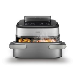 Philips 5000 series NA565/02 fryer Double 9.5 L Stand-alone 2750 W Hot air fryer Black, Silver, Stainless steel