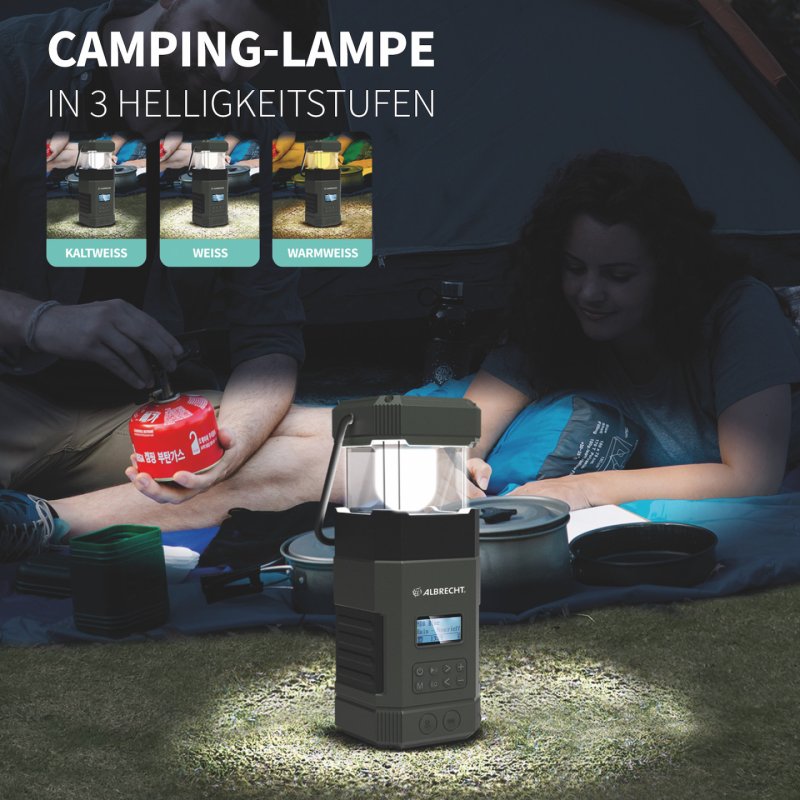 Albrecht DR 114 DAB Lanterne de camping à piles Port USB