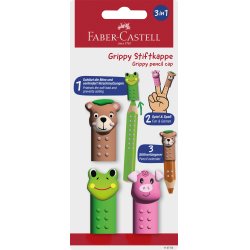 Faber‑Castell – Grippy Cap – Brown, Green and Pink – 3 Assorted (BC 110705)