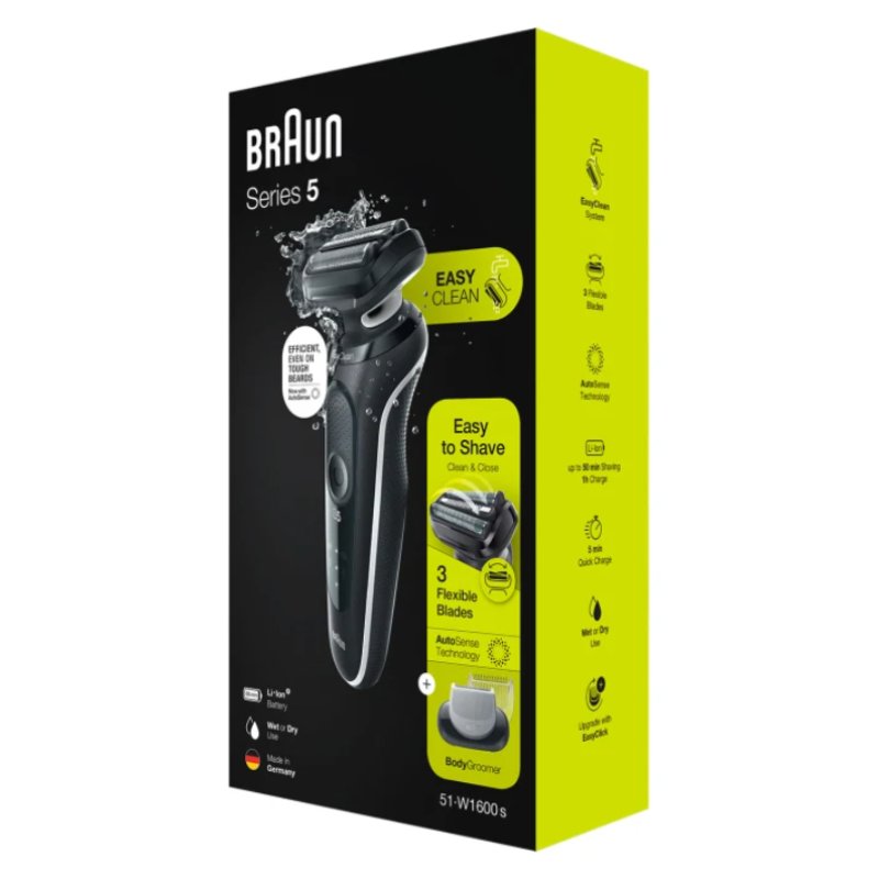 Braun Series 5 51-W1600s Rasoir à grille Noir, Blanc