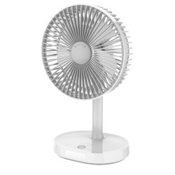 Platinet - Rechargeable Desk Fan 3000 mAh w/LED Light, White