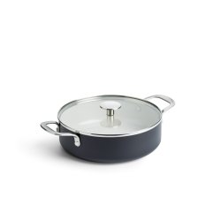 KitchenAid - Coloured Aluminum Covered Skillet with 2 Side Handles - Matte Black - 24 cm