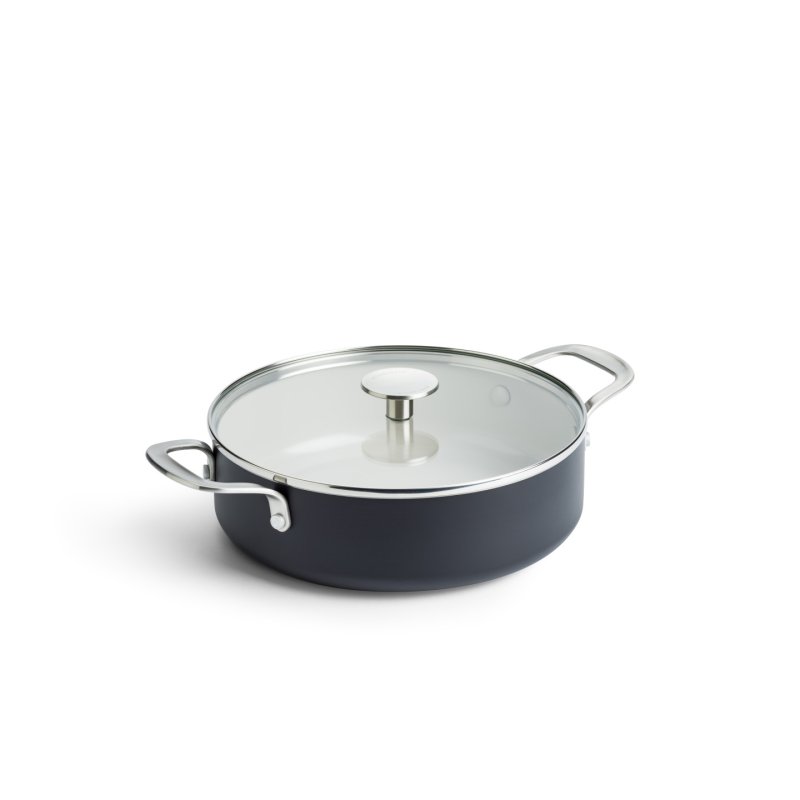 KitchenAid - Coloured Aluminum Covered Skillet with 2 Side Handles - Matte Black - 24 cm