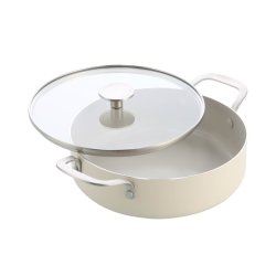 KitchenAid - Coloured Aluminum Covered Skillet with 2 Sidehandles - Almond Cream - 28 cm