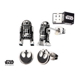 STAR WARS - 3D R2D2 and Rebel Alliance Symbol Stud Earring Set