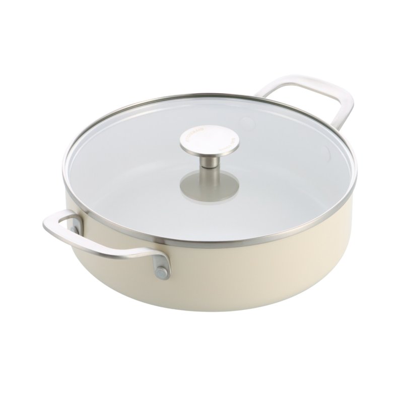 KitchenAid - Coloured Aluminum Covered Skillet with 2 Side Handles - Almond Cream - 24 cm