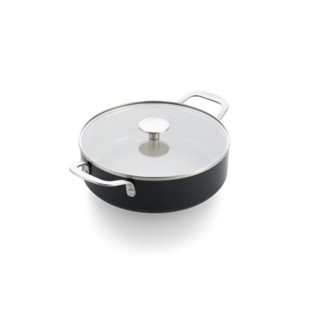 KitchenAid - Coloured Aluminum Covered Skillet with 2 Side Handles - Matte Black - 28 cm