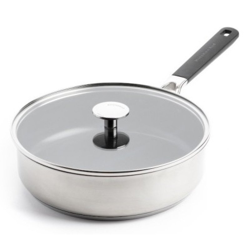 KitchenAid - KA-Classic Stainless Steel Covered Skillet - Silver - 26 cm